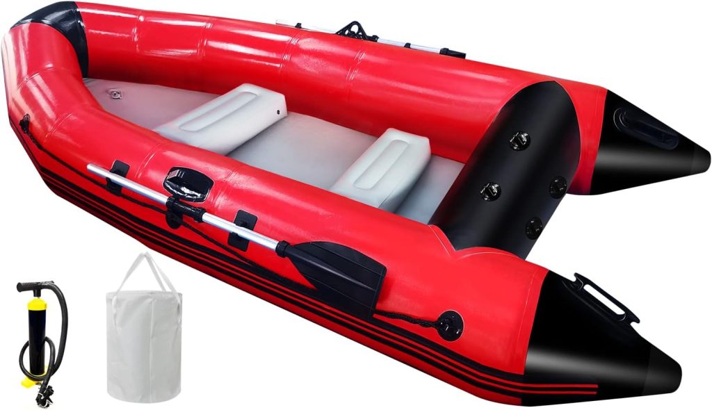 AZXRHWYGS 10 ft Dinghy Boats, 4 Persons Inflatable Boat Fishing Kayak Raft Sport Boat for Adults with Paddles Air Pump Carry Bag